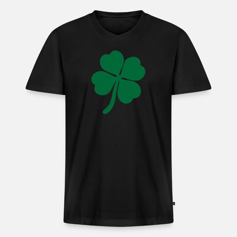 vierblättriges Kleeblatt vierblättrig Glück - Männer Premium Bio T-Shirt mit V-Ausschnitt - Schwarz