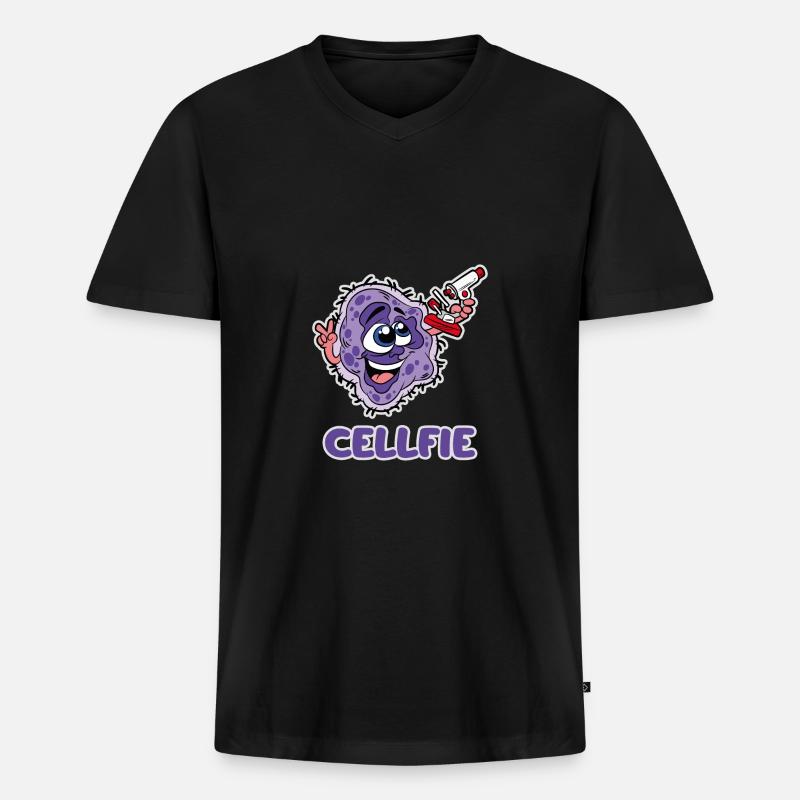 Cellfie - Männer Premium Bio T-Shirt mit V-Ausschnitt - Schwarz