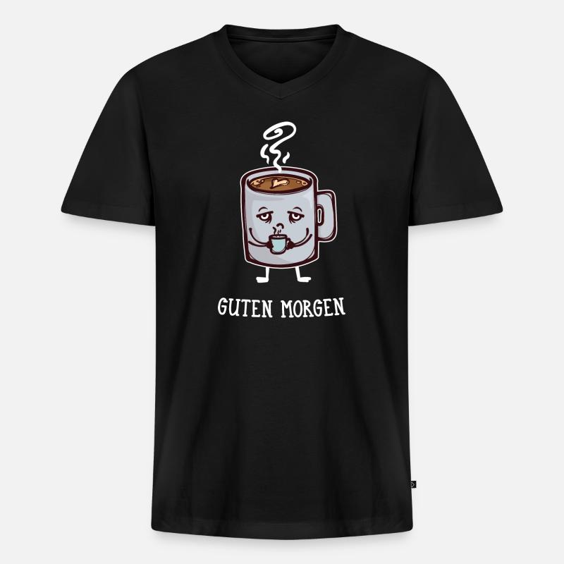 Frühstück Kaffee Koffein Statement Kaffeetrinker - Männer Premium Bio T-Shirt mit V-Ausschnitt - Schwarz