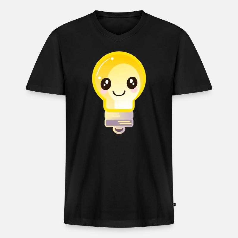 GLÜHBIRNE LICHT - Männer Premium Bio T-Shirt mit V-Ausschnitt - Schwarz