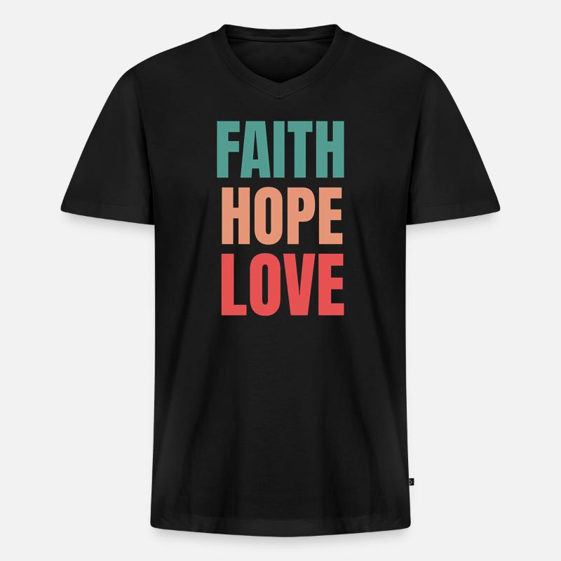 Glaube Hoffnung Liebe - Männer Premium Bio T-Shirt mit V-Ausschnitt - Schwarz