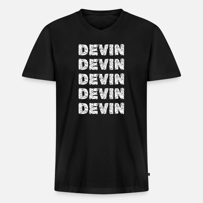 Devin als Devin - Männer Premium Bio T-Shirt mit V-Ausschnitt - Schwarz