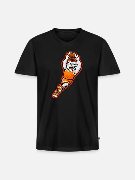 Bulldog Football Touchdown-Maskottchen - Männer Premium Bio T-Shirt mit V-Ausschnitt - Schwarz