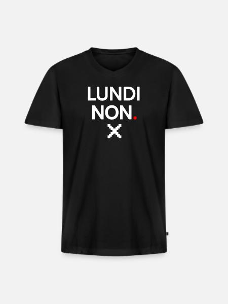 LUNDI NON | Humour lundi minimal - T-shirt encolure en V Premium bio Homme - noir