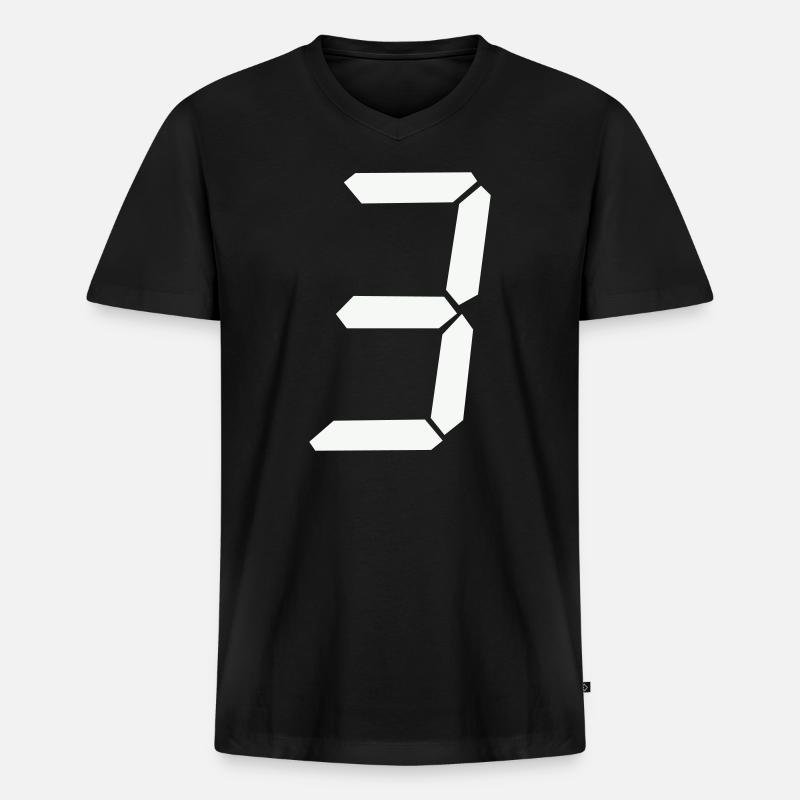 digitale_zahl_3 - Männer Premium Bio T-Shirt mit V-Ausschnitt - Schwarz