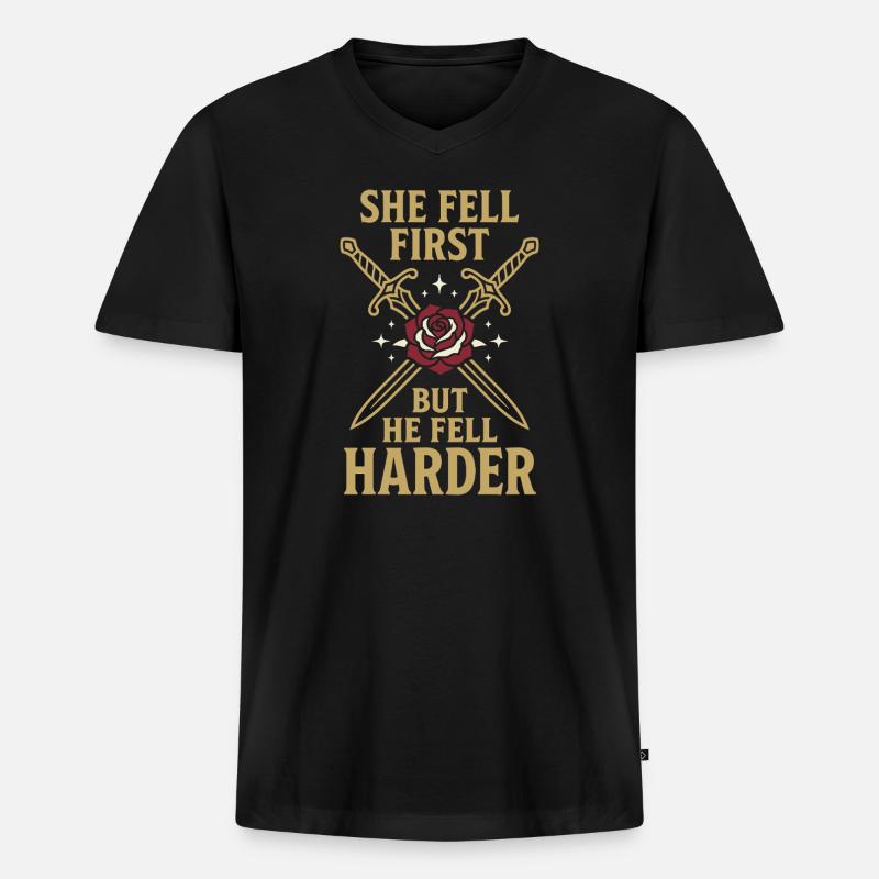 Romantasy Fantasy Romance Booktok Spicy Reader - Männer Premium Bio T-Shirt mit V-Ausschnitt - Schwarz