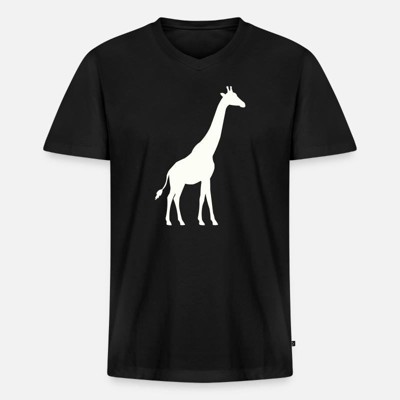 Giraffe Silhouette - Männer Premium Bio T-Shirt mit V-Ausschnitt - Schwarz