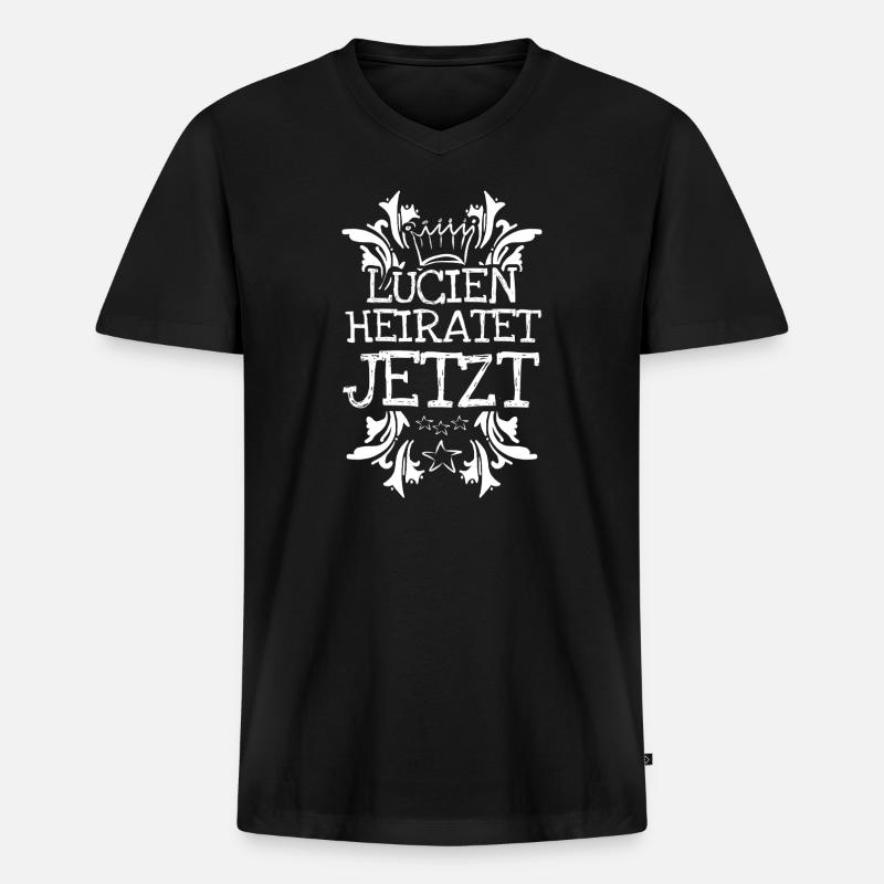 Heirat Lucien - Männer Premium Bio T-Shirt mit V-Ausschnitt - Schwarz