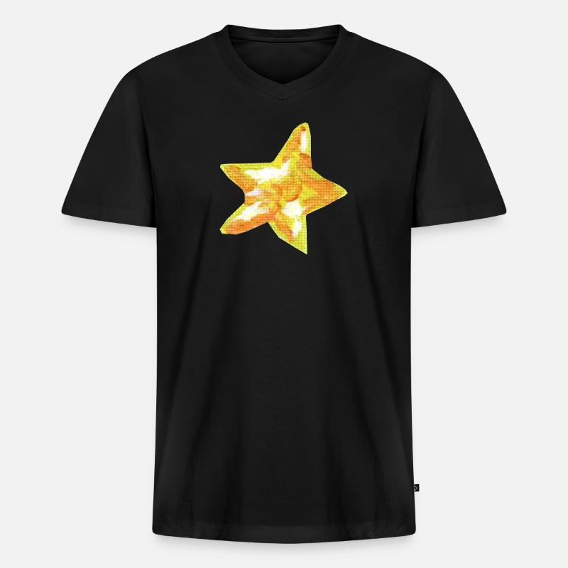 Stern - Männer Premium Bio T-Shirt mit V-Ausschnitt - Schwarz