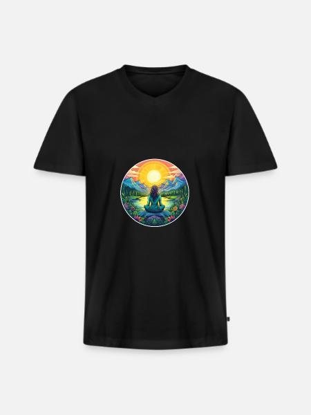 Méditation - T-shirt encolure en V Premium bio Homme - noir