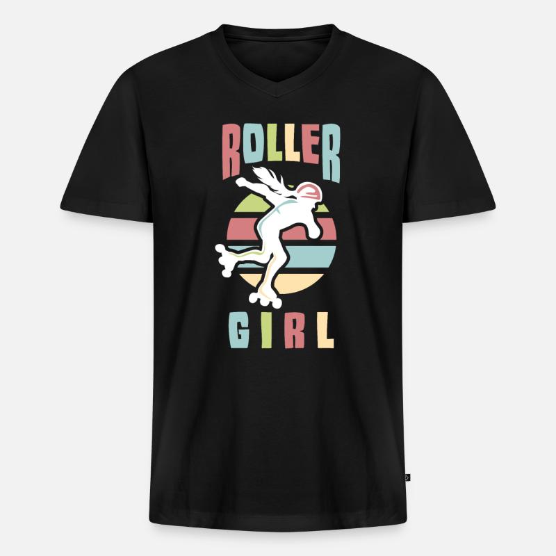 Rollerskate Rollerskating Skating Rollerblades - Men's Premium Organic T-shirt with V-neck - black