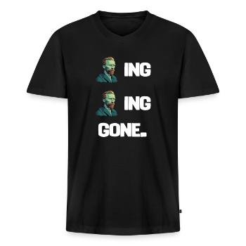 Goghing Goghing Gone - T-shirt encolure en V Premium bio Homme - noir - Devant - Nico (187cm)