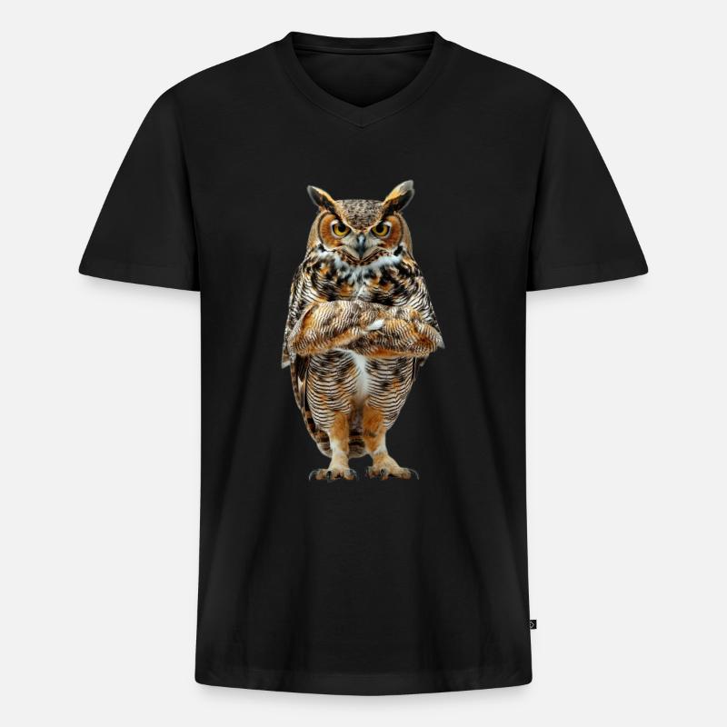 Eule - Männer Premium Bio T-Shirt mit V-Ausschnitt - Schwarz