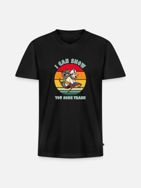 Ik kan je wat vuilnis laten zien - Mannen Premium Bio T-shirt met V-hals - zwart