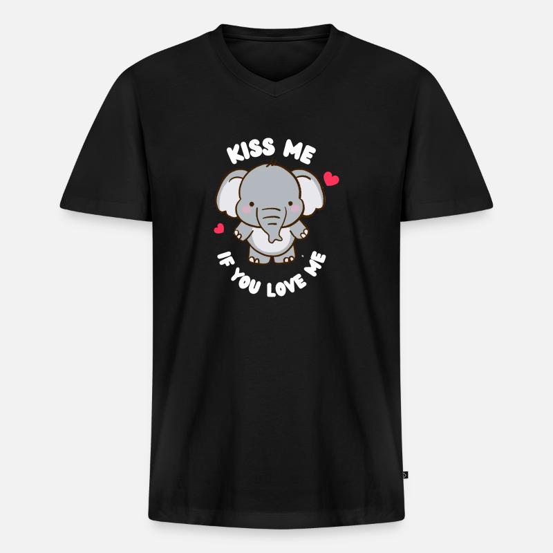 süßes Kinderdesign mit Elefant - Männer Premium Bio T-Shirt mit V-Ausschnitt - Schwarz