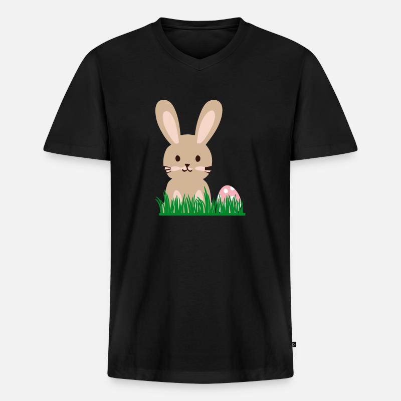 Hase - Männer Premium Bio T-Shirt mit V-Ausschnitt - Schwarz