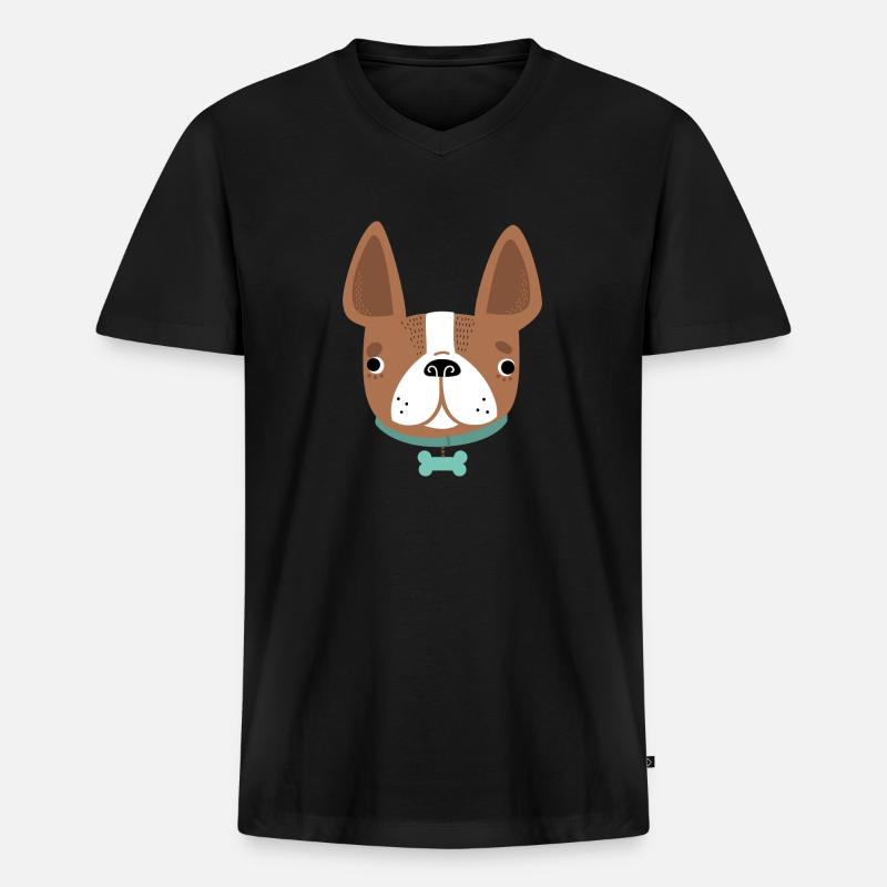Hund - Männer Premium Bio T-Shirt mit V-Ausschnitt - Schwarz