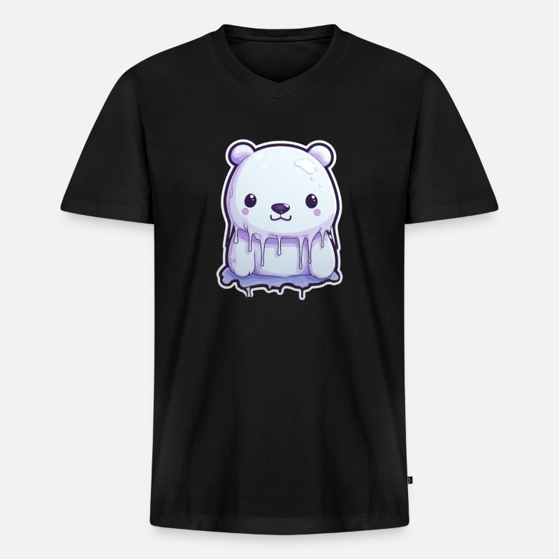 Süßer Eisbär Eis - Männer Premium Bio T-Shirt mit V-Ausschnitt - Schwarz