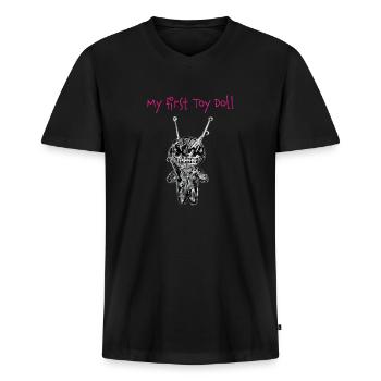 Cute Voodoo-Doll - Männer Premium Bio T-Shirt mit V-Ausschnitt - Schwarz - Vorne - Nico (187cm)