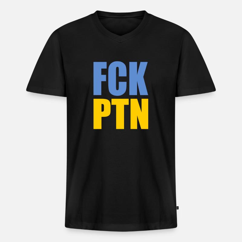 Fck ptn - Männer Premium Bio T-Shirt mit V-Ausschnitt - Schwarz