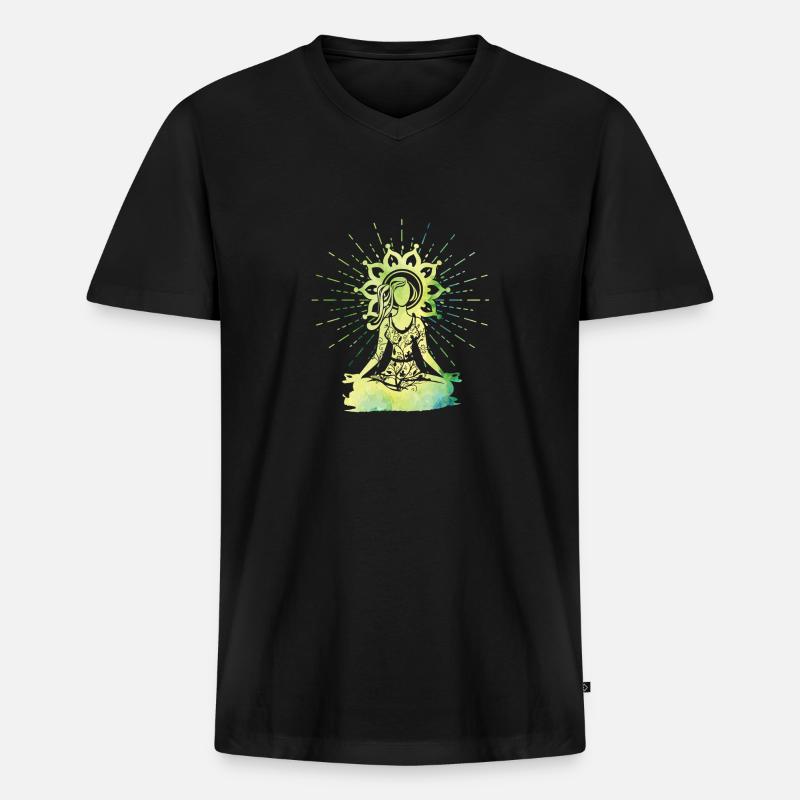 yoga - Männer Premium Bio T-Shirt mit V-Ausschnitt - Schwarz