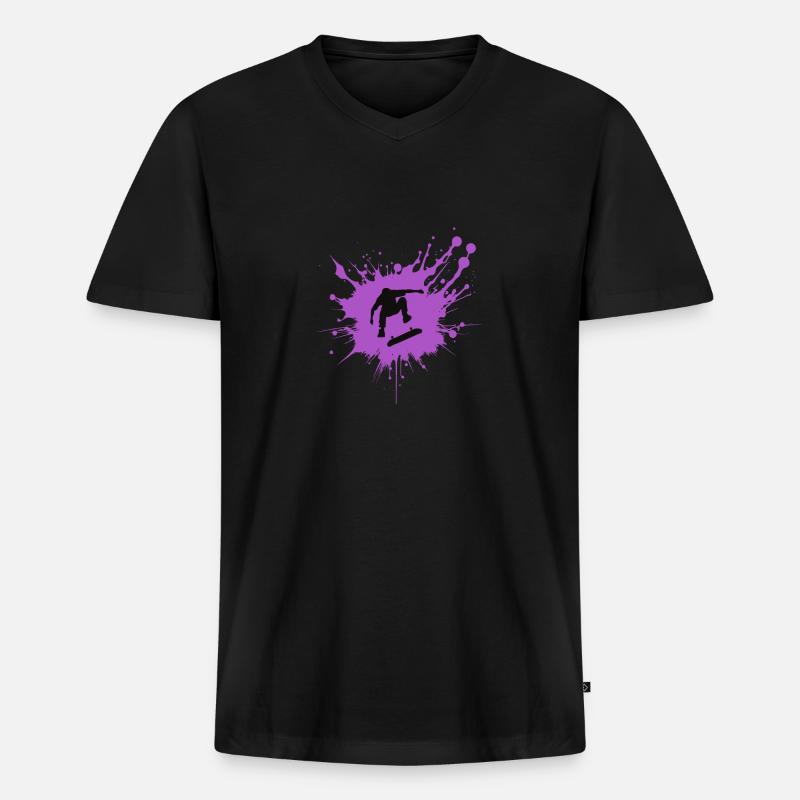 Splash Skateboard Dynamik - Männer Premium Bio T-Shirt mit V-Ausschnitt - Schwarz