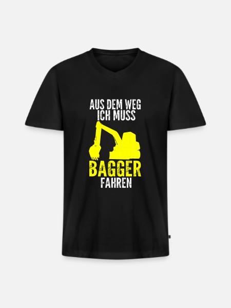 Baggerfahrer Bagger Fahrer Geschenk - Männer Premium Bio T-Shirt mit V-Ausschnitt - Schwarz