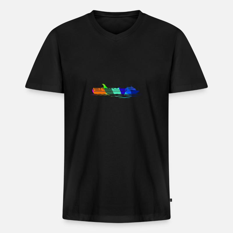 Kreuzfahrtschiff Regenbogen Polygon Schiffe - Männer Premium Bio T-Shirt mit V-Ausschnitt - Schwarz