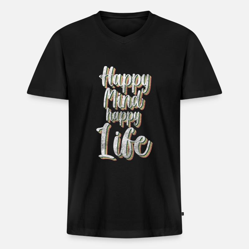 Kleeblatt Optimismus Freude - Männer Premium Bio T-Shirt mit V-Ausschnitt - Schwarz