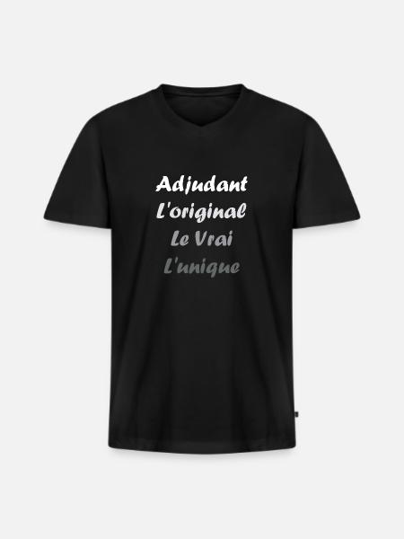 adjudant - T-shirt encolure en V Premium bio Homme - noir