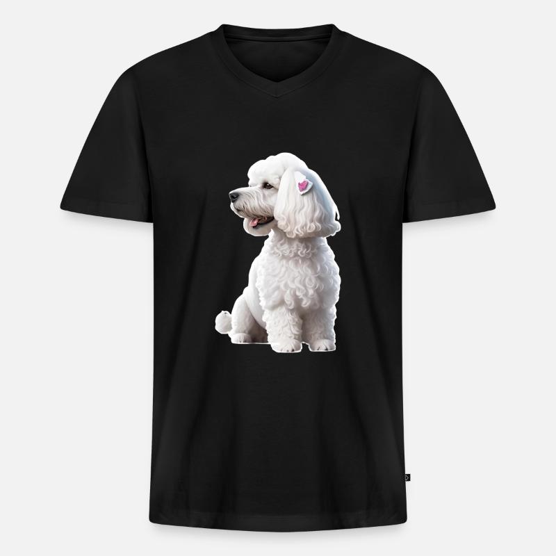 Pudel - Männer Premium Bio T-Shirt mit V-Ausschnitt - Schwarz