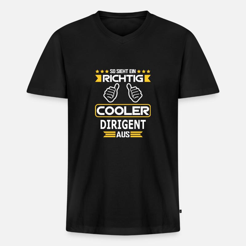 DIRIGENT - Männer Premium Bio T-Shirt mit V-Ausschnitt - Schwarz