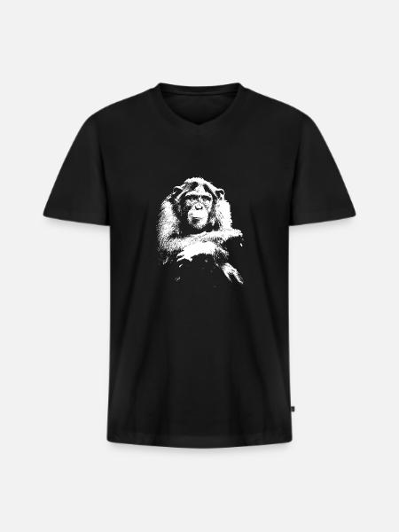 Schimpanse - Chimp - Chimpanzee - Männer Premium Bio T-Shirt mit V-Ausschnitt - Schwarz
