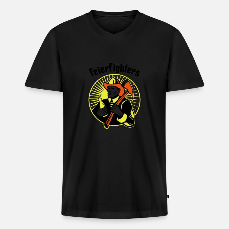 feierfighters - Männer Premium Bio T-Shirt mit V-Ausschnitt - Schwarz