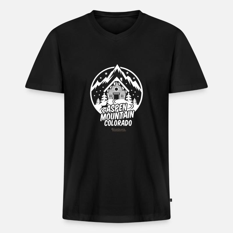Aspen Mountain Skigebiet - Männer Premium Bio T-Shirt mit V-Ausschnitt - Schwarz