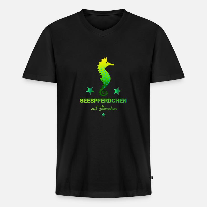 Seepferdchen mit Sternchen Schwimmabzeichen - Männer Premium Bio T-Shirt mit V-Ausschnitt - Schwarz