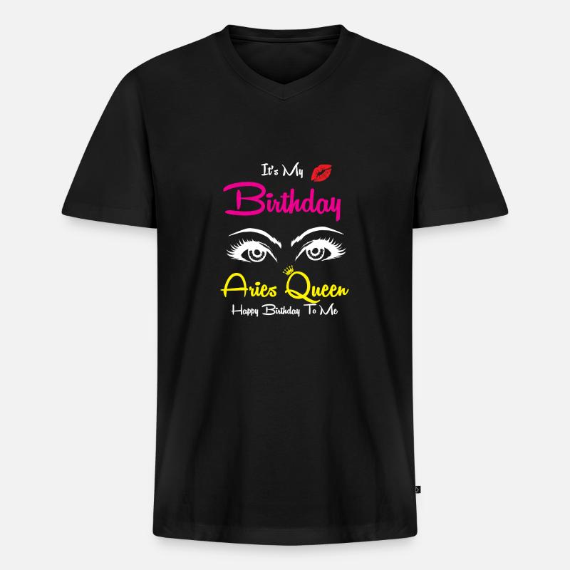 Sternzeichen Widder - Männer Premium Bio T-Shirt mit V-Ausschnitt - Schwarz