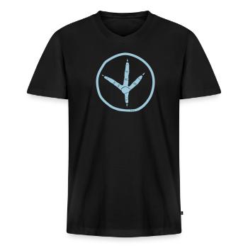 PEACE LOVE AND BIRDS - T-shirt encolure en V Premium bio Homme - noir - Devant - Nico (187cm)