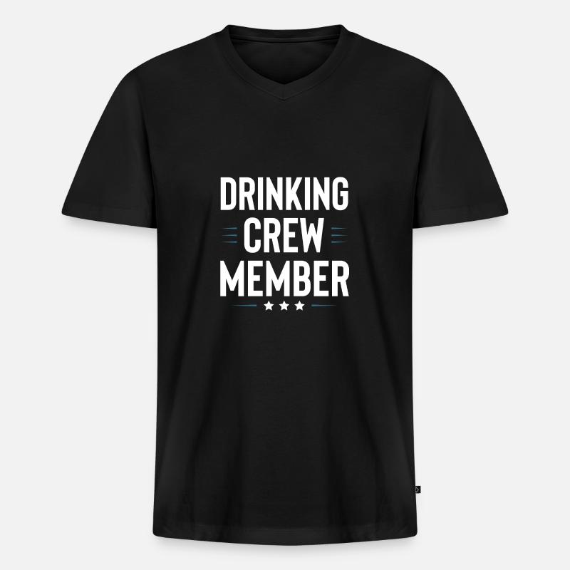 Drinking Crew - Männer Premium Bio T-Shirt mit V-Ausschnitt - Schwarz