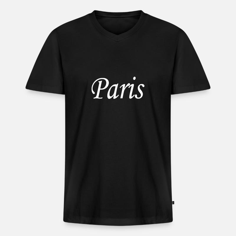 Paris - Männer Premium Bio T-Shirt mit V-Ausschnitt - Schwarz