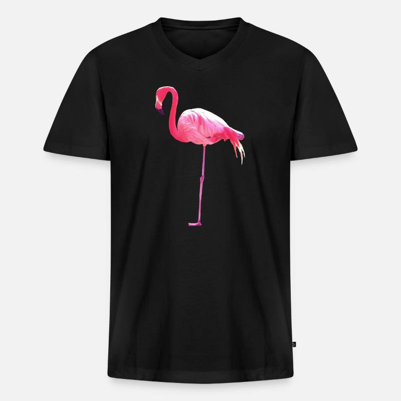 flamingo - Männer Premium Bio T-Shirt mit V-Ausschnitt - Schwarz