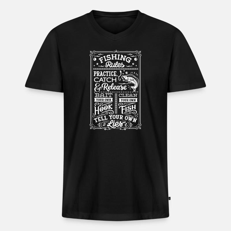 Fishing Rules - Männer Premium Bio T-Shirt mit V-Ausschnitt - Schwarz