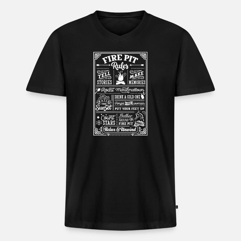 Fire Pit Rule - Männer Premium Bio T-Shirt mit V-Ausschnitt - Schwarz