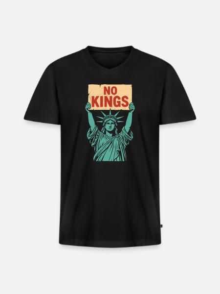 No Kings Patriotic Anti-Monarchy Liberty USA - Men's Premium Organic T-shirt with V-neck - black