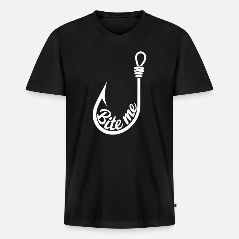 Bite Me Lure Haken-Design - Männer Premium Bio T-Shirt mit V-Ausschnitt - Schwarz