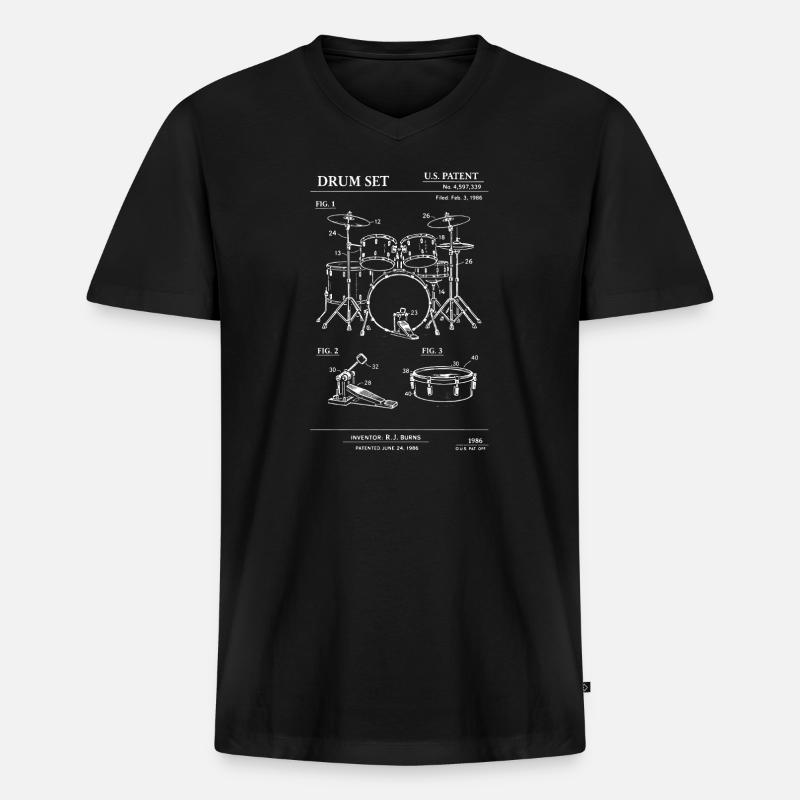 Schlagzeugbau-Bauplan - Männer Premium Bio T-Shirt mit V-Ausschnitt - Schwarz
