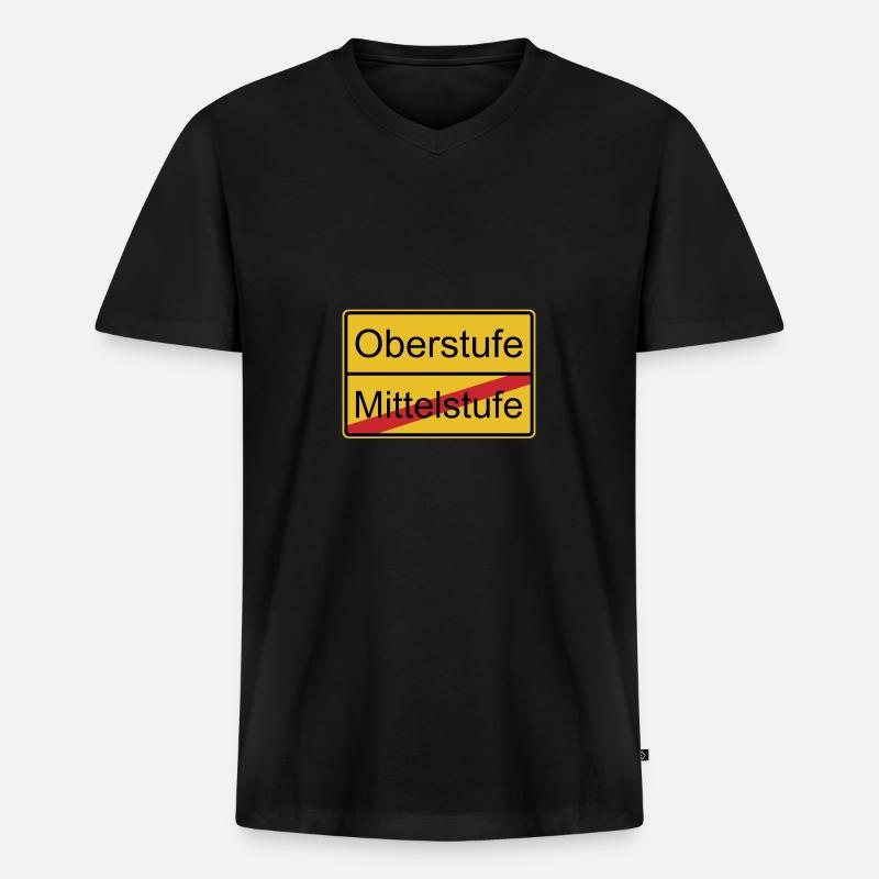 Oberstufe nicht Mittelstufe - Männer Premium Bio T-Shirt mit V-Ausschnitt - Schwarz