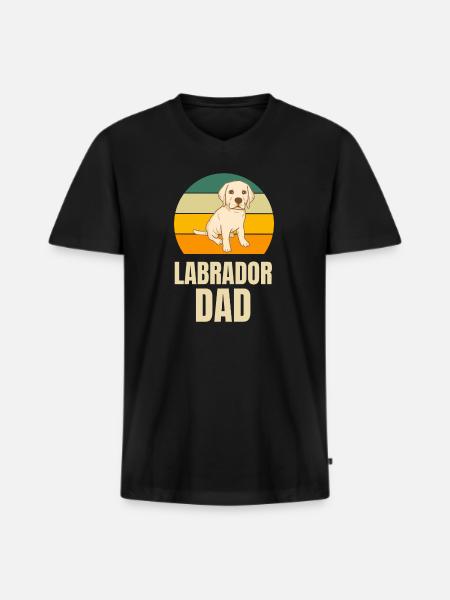 Rétro Labrador Papa - T-shirt encolure en V Premium bio Homme - noir