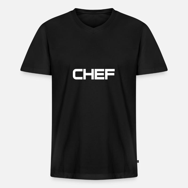 Chef - Männer Premium Bio T-Shirt mit V-Ausschnitt - Schwarz