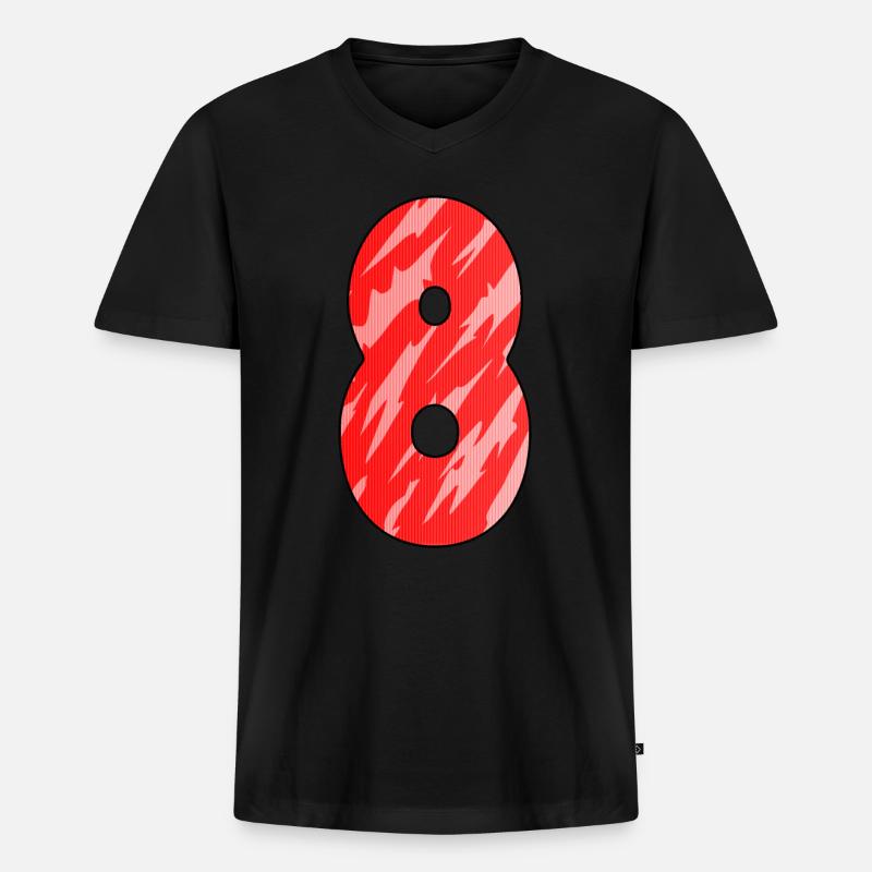 8 Rot Muster - Männer Premium Bio T-Shirt mit V-Ausschnitt - Schwarz